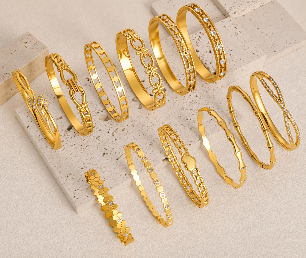 4 Fashion Jewelry Gold Stainless Steel Bracelets