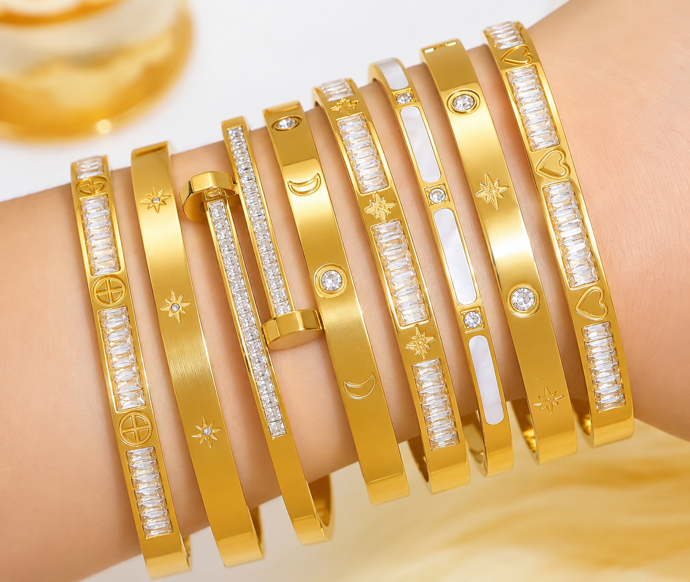 4 Fashion Jewelry Gold Stainless Steel Bracelets