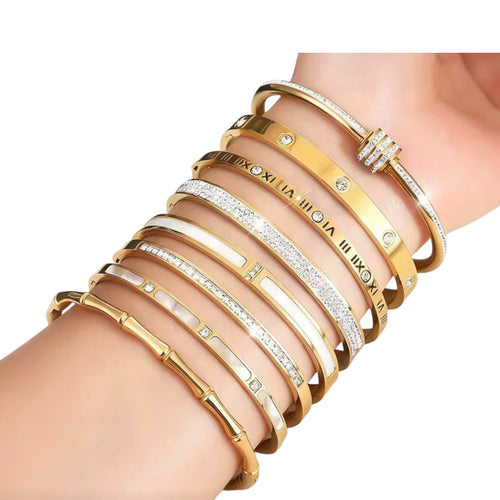 4 Fashion Jewelry Gold Stainless Steel Bracelets