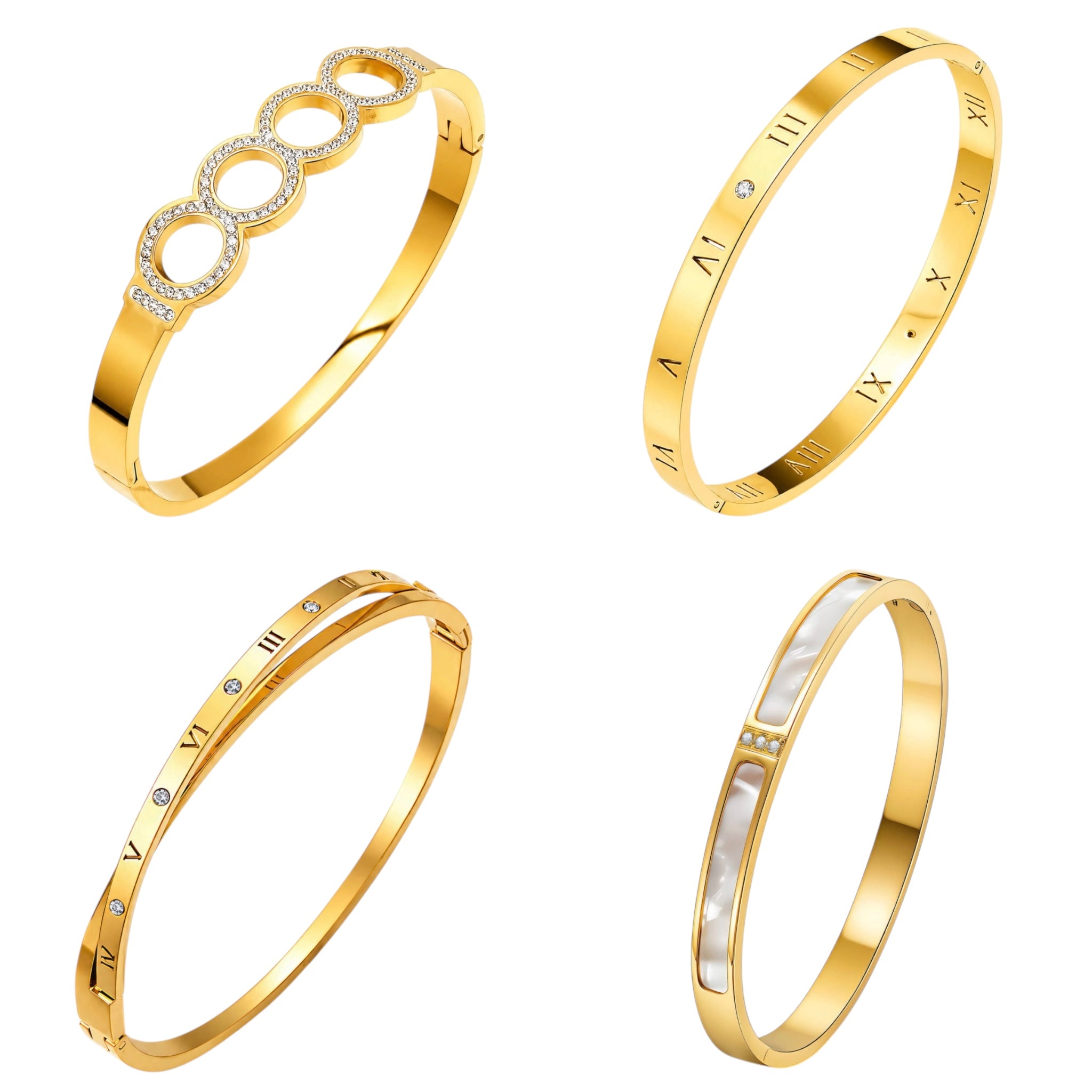 4 Fashion Jewelry Gold Stainless Steel Bracelets