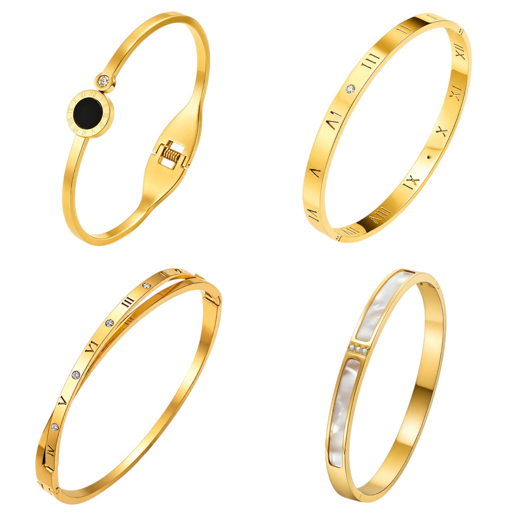 4 Fashion Jewelry Gold Stainless Steel Bracelets