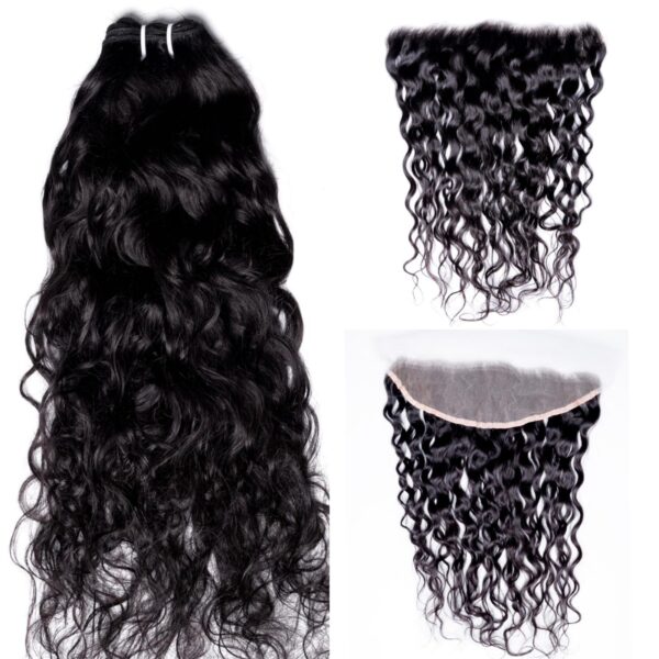 3 bundles of Brazilian curly hair with lace closure.