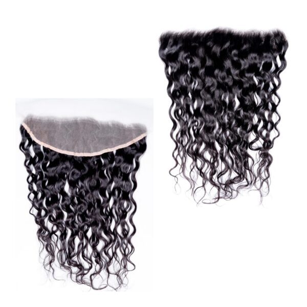 Three bundles with the frontal 100% raw curly virgin hair stronger and healthier on a white background.